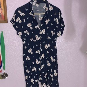 Short navy blue floral dress